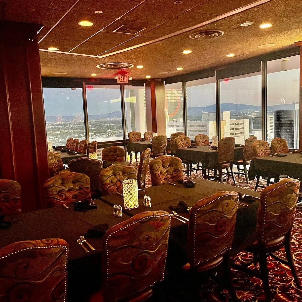 Top of Binion's dining room with Las Vegas skyline views