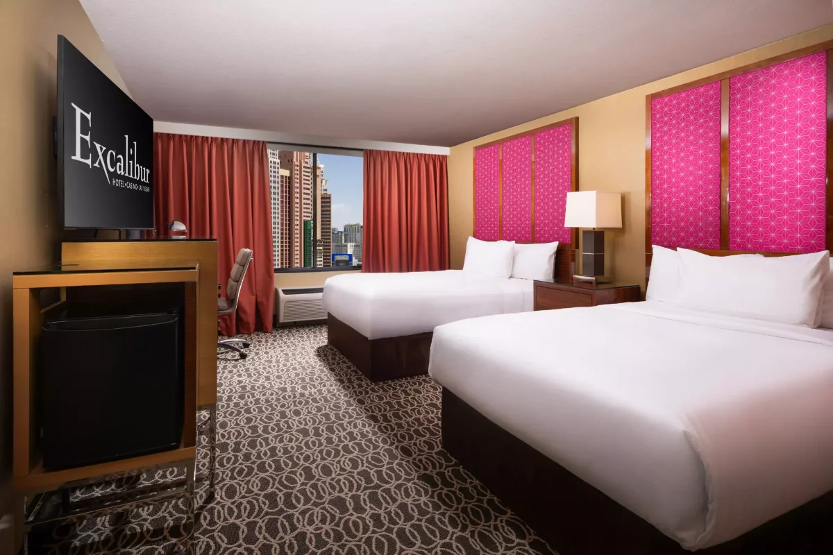 Guest room at Excalibur Hotel & Casino
