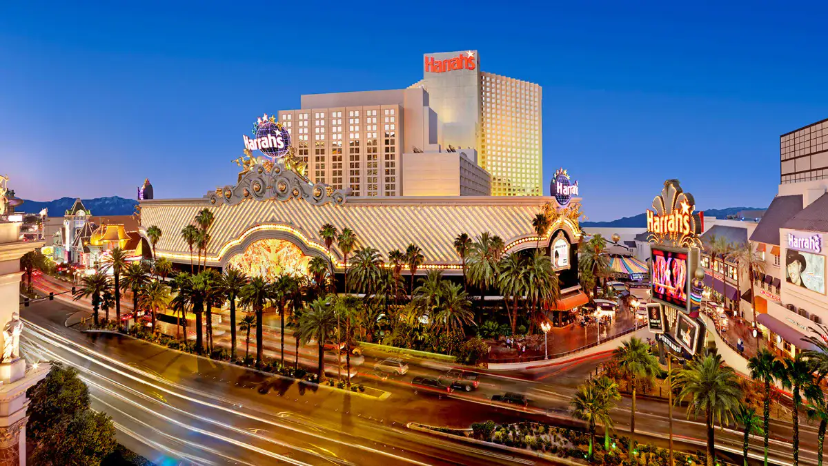 Harrah's Las Vegas on the Strip at dusk
