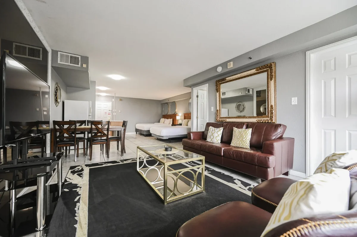 Spacious suite living area at Jockey Club Las Vegas