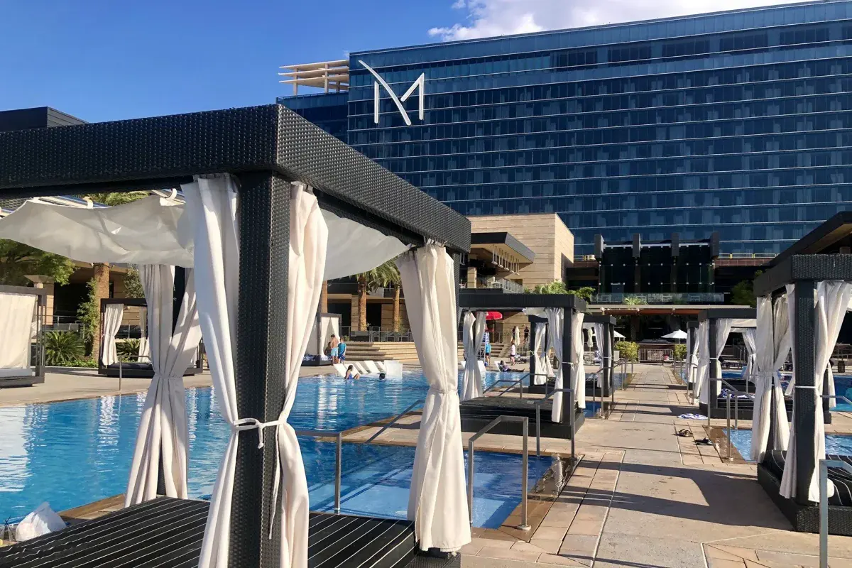 Pool deck and cabanas at M Resort