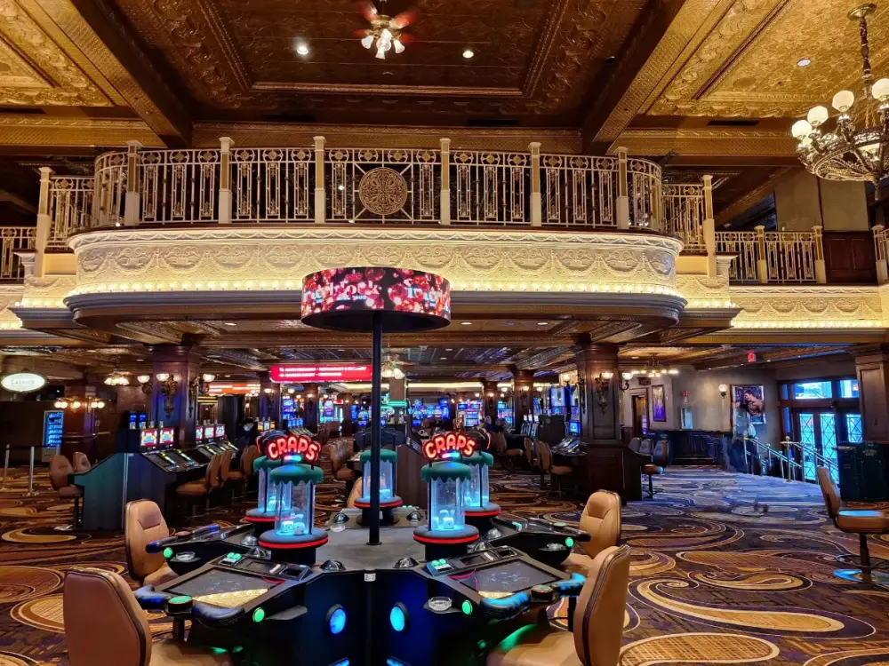 Victorian casino floor with craps tables at Main Street Station