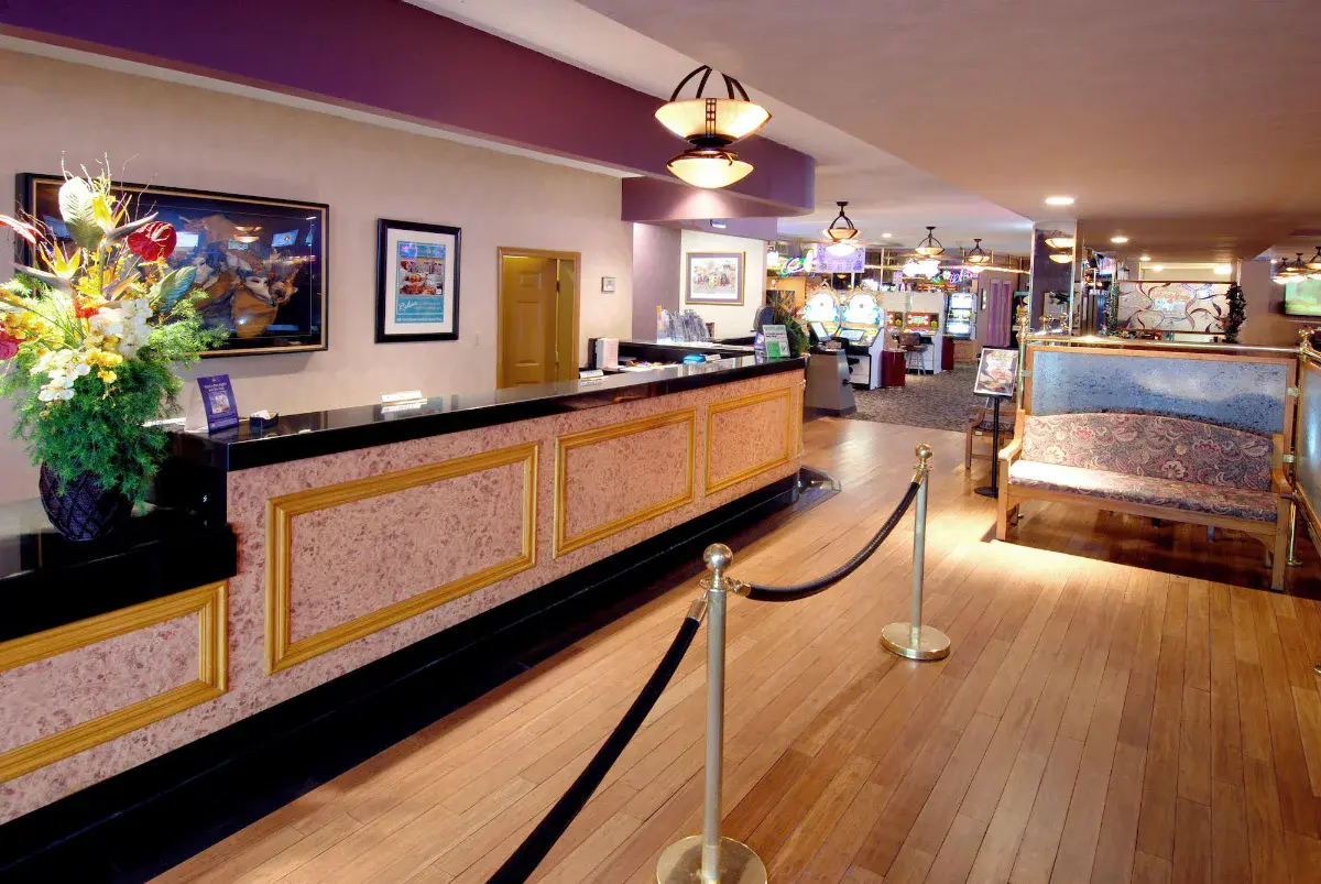 Lobby and front desk at Mardi Gras Hotel & Casino