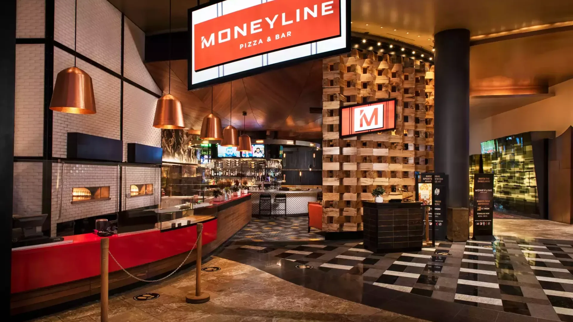 Moneyline Pizza & Bar sports lounge and dining room at ARIA Las Vegas