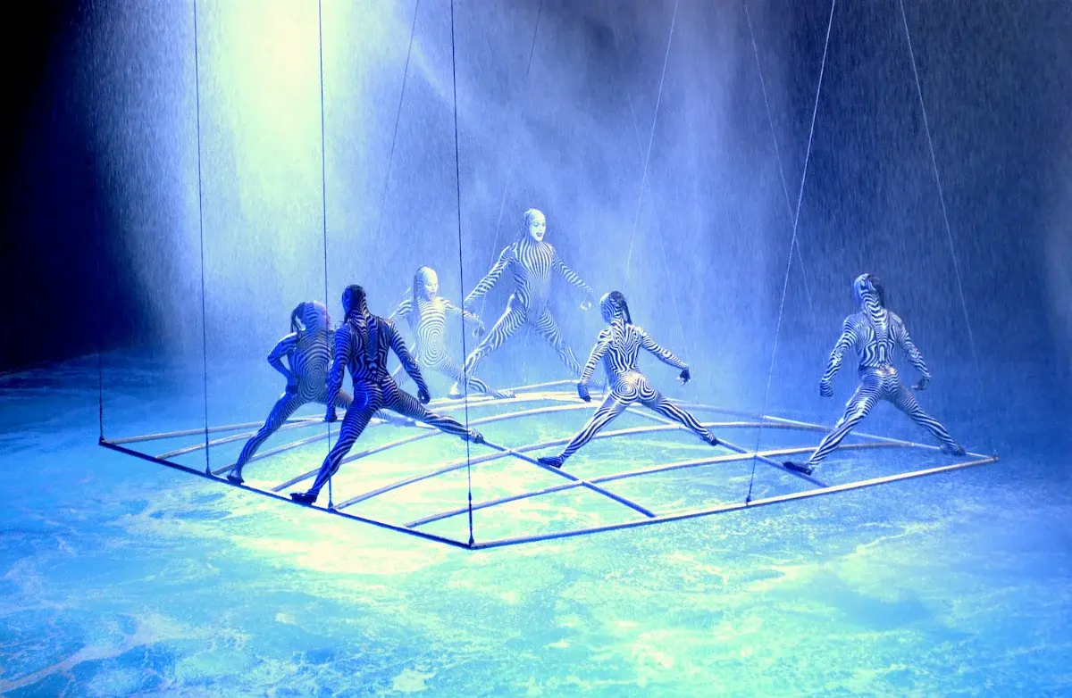 Synchronized swimmers performing during O by Cirque du Soleil in Las Vegas