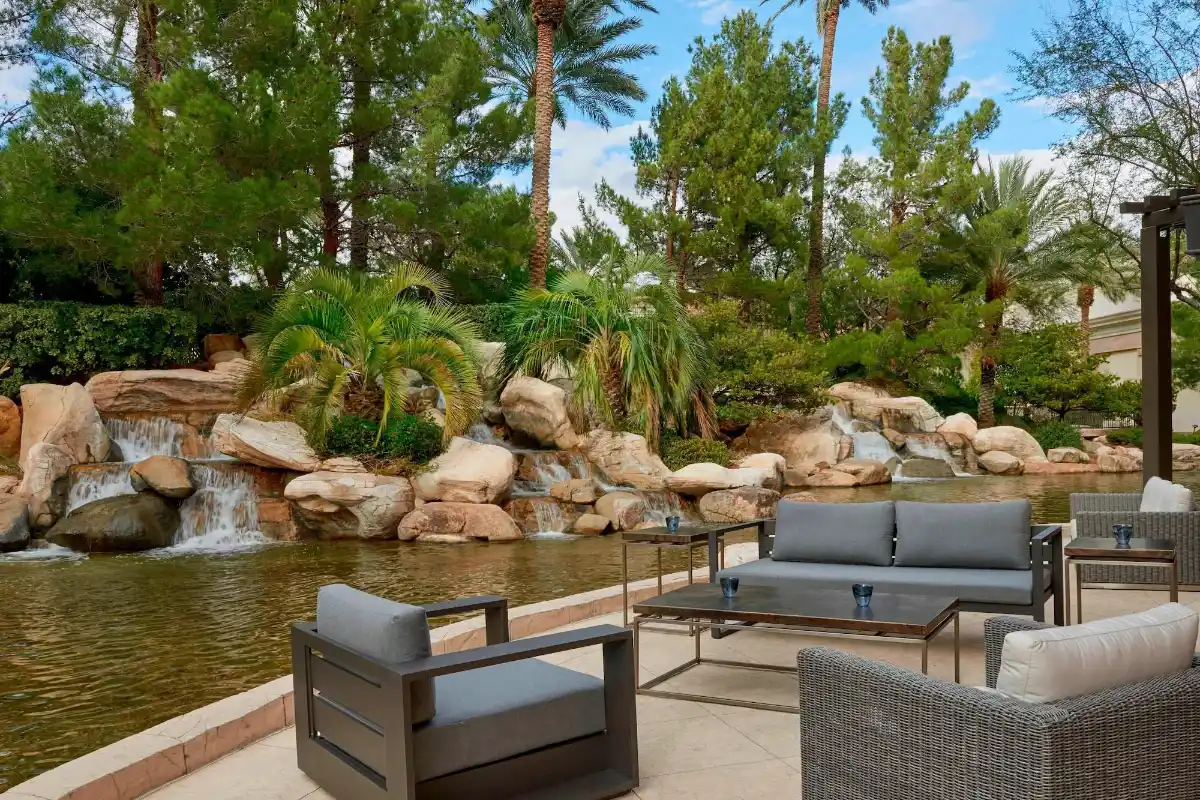 Waterfall lounge in the Summerlin resort grounds