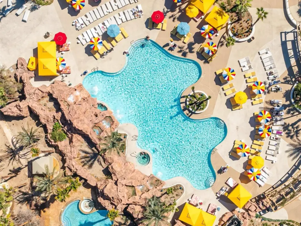 Aerial view of the pool deck at Rio Hotel & Casino