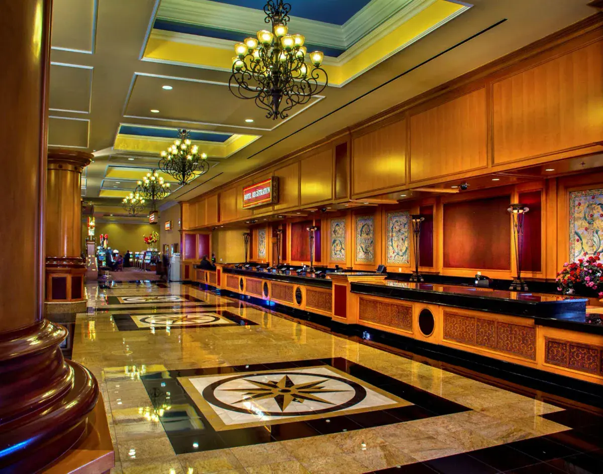 Lobby and registration desk at South Point Hotel