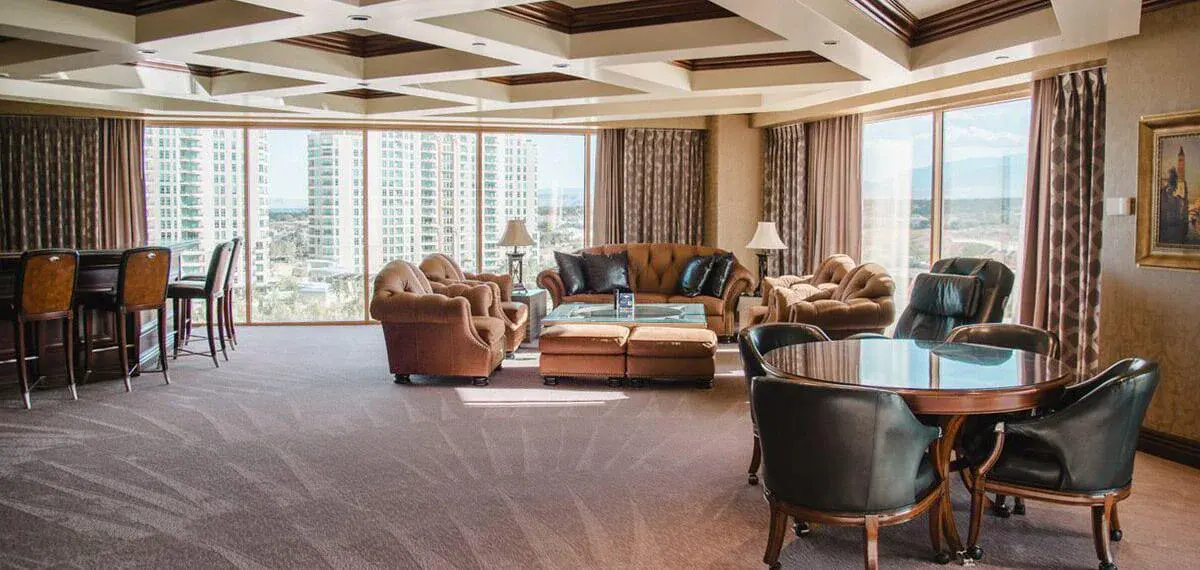 Suite living room with valley views at Suncoast
