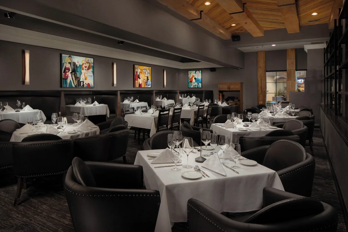Fine-dining steakhouse dining room at Tuscany Suites & Casino