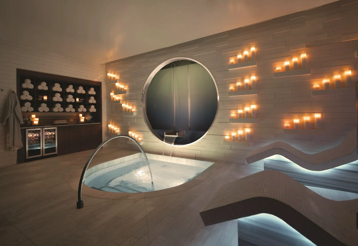 Candlelit spa relaxation room with whirlpool at Vdara