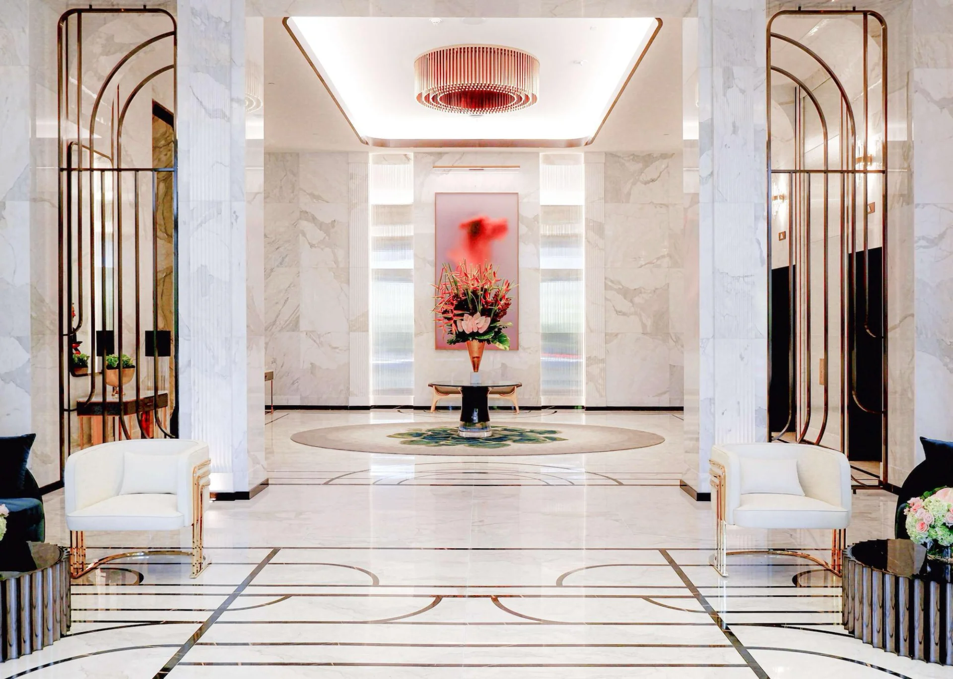 Marble Art Deco lobby at Waldorf Astoria Las Vegas
