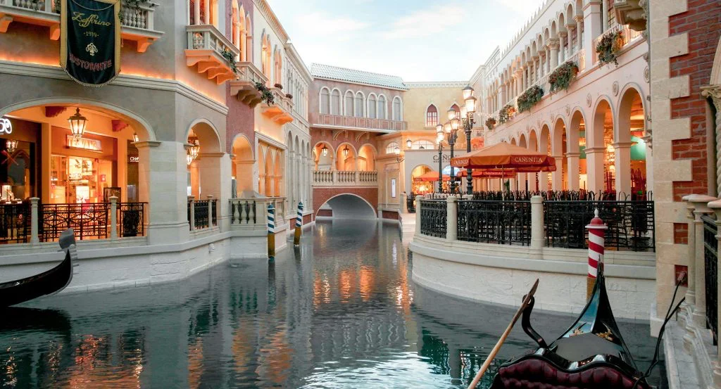 Gondola ride through the indoor canals at The Venetian Resort Las Vegas