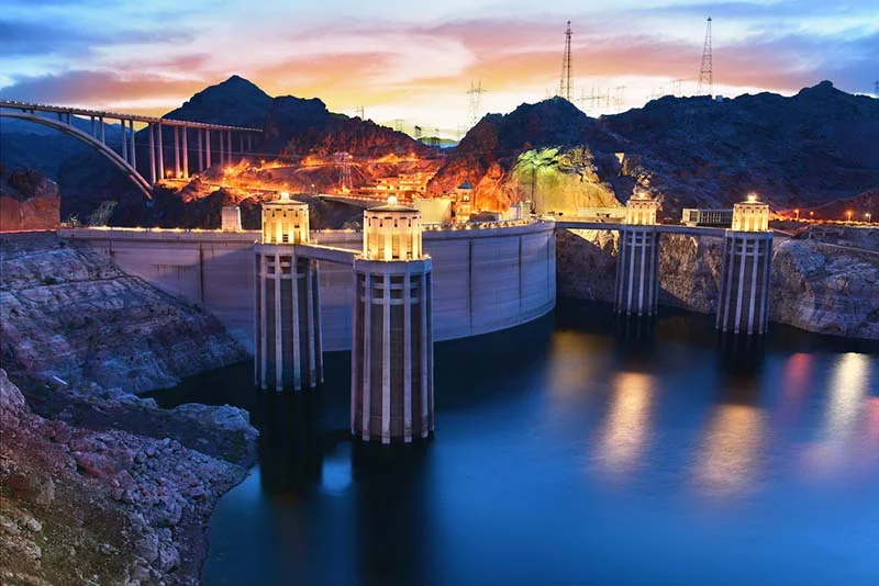 Hoover Dam at dusk